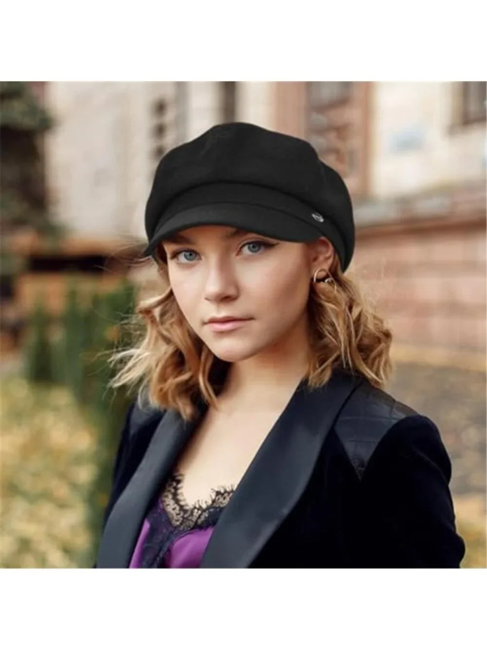 Women's Wool Newsboy Hat Cabbie Hat Beret Paperboy Tweed Baker Boy Cap